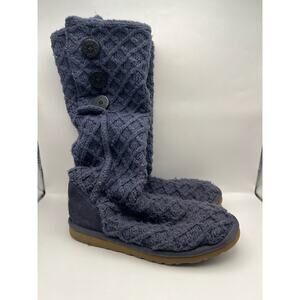 Ugg Lattice Cardy Knit Blue Purple Boots Women Size 9
